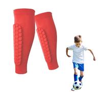 Shin Defender Shin Guards Kids, Soccer Shin Guards for Youth Adult, Calf Compression Sleeve with Honeycomb Pads (XL(Adult),Red)