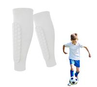 Shin Defender Shin Guards Kids, Soccer Shin Guards for Youth Adult, Calf Compression Sleeve with Honeycomb Pads (L(Age 14+),White)