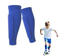 Shin Defender Shin Guards Kids, Soccer Shin Guards for Youth Adult, Calf Compression Sleeve with Honeycomb Pads (S(Age 6-10),Blue)