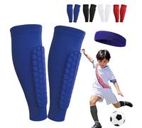 Shin Defender Shin Guards Kids, Soccer Shin Guards Kids 6-13, Anti-Collision Sports Breathable Calf Protector, for Kid, Teens and Adults (Blue, M(Age 11-13))