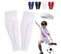 Shin Defender Shin Guards Kids, Soccer Shin Guards Kids 6-13, Anti-Collision Sports Breathable Calf Protector, for Kid, Teens and Adults (White, M(Age 11-13))