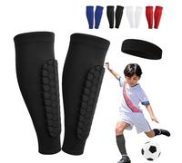 Shin Defender Shin Guards Kids, Soccer Shin Guards Kids 6-13, Anti-Collision Sports Breathable Calf Protector, for Kid, Teens and Adults (Black, M(Age 11-13))