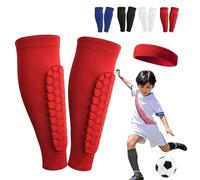Shin Defender Shin Guards Kids, Soccer Shin Guards Kids 6-13, Anti-Collision Sports Breathable Calf Protector, for Kid, Teens and Adults (Red, M(Age 11-13))
