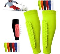 Shin Defender Shin Guards, Soccer Shin Guards, Soccer Shins Guardss Pads for Youth Adult, Calf Compression Sleeve with Honeycomb Pads (Green, XL)