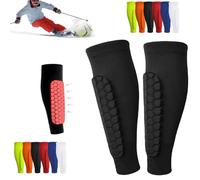Shin Defender Shin Guards, Soccer Shin Guards, Soccer Shins Guardss Pads for Youth Adult, Calf Compression Sleeve with Honeycomb Pads (Black, M)