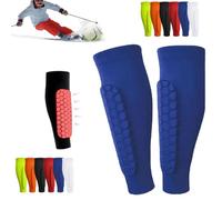 Shin Defender Shin Guards, Soccer Shin Guards, Soccer Shins Guardss Pads for Youth Adult, Calf Compression Sleeve with Honeycomb Pads (Blue, M)