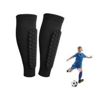 Shin Guards Shin Pads Soccer Kids - Breathable, Soft & Comfortable with Honeycomb Impact Protection (A-Black,L)