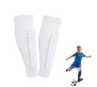 Shin Guards Shin Pads Soccer Kids - Breathable, Soft & Comfortable with Honeycomb Impact Protection (D-White,S)