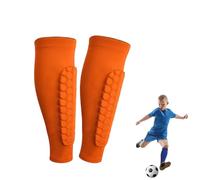 Shin Guards Shin Pads Soccer Kids - Breathable, Soft & Comfortable with Honeycomb Impact Protection (F-Orange,S)