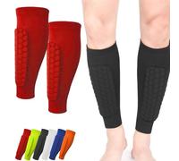 Shinbang Protector 2.0, Shin Defender Shin Guards, Ski Sports Elastic Shin Bang Protetcor with Honeycomb Pads for Kids and Aldult (Red,M)