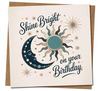 Shine Bright on Your Carte d'anniversaire carrée Motif soleil céleste et lune étoiles 145 mm x 145 mm Enveloppe kraft incluse