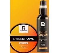 Shine Brown Byrokko Lot de 2 accélérateurs de bronzage de qualité supérieure crème 190 ml et huile de bronzage rapide XXL 150 ml Ingrédients 100 % naturels.