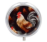 Shine Coq Boîte à pilules 3 compartiments pour médicaments de voyage 3 x par jour Organiseur portable pour vitamines avec miroir Petit pilulier pour sac à main et poche Mignon récipient à médicaments