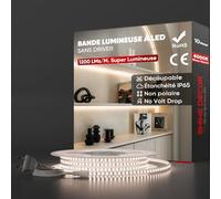 Shine Decor 10m Bande Lumineuse LED, 220V Autocollante Silicone Bande LED étanche IP65, SMD 2835 120 leds/m Ultra Haute Luminosité pour Cuisine Jardin Eclairage LED (Blanc Naturel, Certifié CE)
