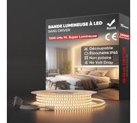 Shine Decor 15m Bande Lumineuse LED, 220V Autocollante Silicone Bande LED étanche IP65, SMD 2835 120 leds/m Ultra Haute Luminosité pour Cuisine Jardin Eclairage LED (Blanc Chaud, Certifié CE)