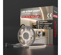 Shine Decor 1m Bande Lumineuse LED, 220V Autocollante Silicone Bande LED étanche IP65, SMD 2835 120 leds/m Ultra Haute Luminosité pour Décoration Maison Cuisine Jardin Eclairage LED (Blanc Naturel)