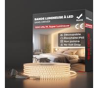 Shine Decor 30m Bande Lumineuse LED, 220V Autocollante Silicone Bande LED étanche IP65, SMD 2835 120 leds/m Ultra Haute Luminosité pour Cuisine Jardin Eclairage LED (Blanc Chaud, Certifié CE)