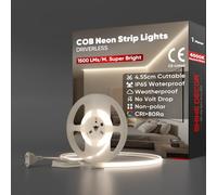 Shine Decor Bande lumineuse LED COB 230V, Ruban Lampe étanche IP65, 286 leds/m Ultra Haute Luminosité Bande Lumière pour Décoration Maison Cuisine Jardin Eclairage (Blanc Naturel,1m)