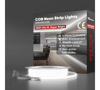 Shine Decor Bande lumineuse LED COB 230V, Ruban Lampe étanche IP65, 286 leds/m Ultra Haute Luminosité Bande Lumière pour Décoration Maison Cuisine Jardin Eclairage (Blanc Froid,15m)