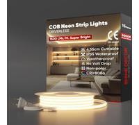 Shine Decor Bande lumineuse LED COB 230V, Ruban Lampe étanche IP65, 286 leds/m Ultra Haute Luminosité Bande Lumière pour Décoration Maison Cuisine Jardin Eclairage (Blanc Chaud,15m)