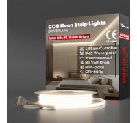 Shine Decor Bande lumineuse LED COB 230V, Ruban Lampe étanche IP65, 286 leds/m Ultra Haute Luminosité Bande Lumière pour Décoration Maison Cuisine Jardin Eclairage (Blanc Naturel,15m)