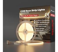 Shine Decor Bande lumineuse LED COB 230V, Ruban Lampe étanche IP65, 286 leds/m Ultra Haute Luminosité Bande Lumière pour Décoration Maison Cuisine Jardin Eclairage (Blanc Chaud,5m)