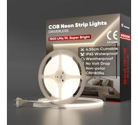 Shine Decor Bande lumineuse LED COB 230V, Ruban Lampe étanche IP65, 286 leds/m Ultra Haute Luminosité Bande Lumière pour Décoration Maison Cuisine Jardin Eclairage (Blanc Naturel,5m)