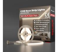 Shine Decor Bande lumineuse LED COB 230V, Ruban Lampe étanche IP65, 286 leds/m Ultra Haute Luminosité Bande Lumière pour Décoration Maison Cuisine Jardin Eclairage (Blanc Naturel,2m)