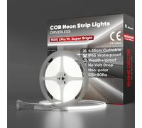 Shine Decor Bande lumineuse LED COB 230V, Ruban Lampe étanche IP65, 286 leds/m Ultra Haute Luminosité Bande Lumière pour Décoration Maison Cuisine Jardin Eclairage (Blanc Froid,5m)