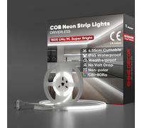 Shine Decor Bande lumineuse LED COB 230V, Ruban Lampe étanche IP65, 286 leds/m Ultra Haute Luminosité Bande Lumière pour Décoration Maison Cuisine Jardin Eclairage (Blanc Froid,1m)