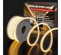 Shine Decor Neon Ruban LED 15m, 230V Bande lumineuse, IP65 Etanche, 10W/M, 350LM/M, 120 leds/m Neon LED Strip pour Décoration Maison Cuisine Jardin Eclairage LED (Blanc Chaud)