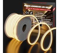 Shine Decor Neon Ruban LED 30m, 230V Bande lumineuse, IP65 Etanche, 10W/M, 350LM/M, 120 leds/m Neon LED Strip pour Décoration Maison Cuisine Jardin Eclairage LED (Blanc Chaud)