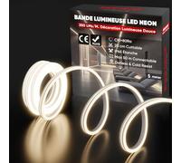 Shine Decor Neon Ruban LED 5m, 230V Bande lumineuse, IP65 Etanche, 10W/M, 350LM/M, 120 leds/m Neon LED Strip pour Décoration Maison Cuisine Jardin Eclairage LED (Blanc Naturel)
