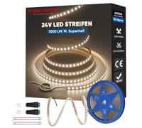 Shine Decor Ruban LED 24V, 10W/m 1000LM/m Haut CRI 90+, 4000K Blanc Neutre 10m/32,8ft Bande Lumineuse LED pour Sous-Meuble Cuisine Plafond Projet DIY (Alimentation non incluse,Certifié CE/ROHS)