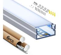 Shine Plus Profilé Alu pour Ruban LED, 6 x 2 m Profilé LED, Profile en Aluminium U avec couvercle mat, Largeur de rainure en aluminium 17 mm, dimensions 19.7 mm x 10mm