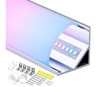 Shine Plus Profilé Angulaire LED, Profile alu pour ruban LED forme en V 6 x 2 mètres, avec diffuseur mat, dimensions 15,8 x 15,8 mm, compatible avec des bandes LED d'une largeur maximale de 10 mm