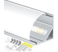 Shine Plus Profilé LED, Profile alu pour ruban 5 × 2mètres，45 degrés en forme de V，avec Couvercle PC Laiteux, Embouts et Clip de Montage pour Bande LED (5 pièces × 2m)