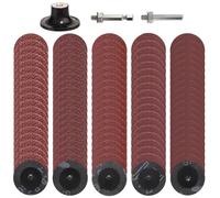Shineboc 103pcs 50mm Disques Abrasifs à Changement Rapide Disque | Grain 36/60/80/120/180 Verrouillage En Rouleau Avec Revêtement Pour La Préparation De Surface