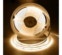 ShineBurky COB Ruban LED 5M Blanc Chaud, 12V Bande LED COB 3000K CRI93+ Largeur 8mm Bandeau Lumineuse LED Flexible Découpable pour Chambre TV Rétroéclairage Cuisine Décor DIY (Sans Alimentation)