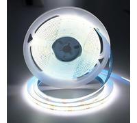 ShineBurky COB Ruban LED 5M Blanc Froid, 12V Bande LED COB 6000K CRI93+ Largeur 8mm Bandeau Lumineuse LED Flexible Découpable pour Chambre TV Rétroéclairage Cuisine Décor DIY (Sans Alimentation)