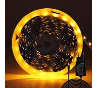 ShineBurky Ruban LED 5M Jaune, 12V Bande LED 300LEDs SMD5050 Dimmable | Bandeau Lumineux LED Strip Light Flexible pour Intérieur Extérieur Chambre TV Noël Décoration DIY (avec Alimentation)