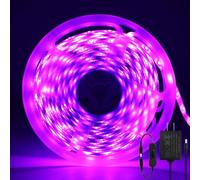 ShineBurky Ruban LED 5M Rose, 12V Bande LED 5 Mètres IP65 Étanche 300LEDs SMD2835 Bande Lumineuse LEDs Flexible pour Intérieur et Extérieur Chambre TV Noël Décoration (Avec Adaptateur)