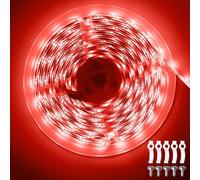 ShineBurky Ruban LED 5M Rouge, 12V Bande LED 5 Mètres IP65 Étanche 300LEDs SMD2835 Bandeau Lumineux LED Flexible pour Intérieur Extérieur Chambre TV Noël Décoration (Sans Alimentation)