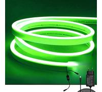 ShineBurky Ruban LED Néon 5 Mètres Vert, 12V 5M Bande LED Imperméable IP65 Dimmable Bandeau Lumineux LED Flexible pour Intérieure Extérieure Chambre Noël TV Décoration [Avec Adaptateur Secteur]