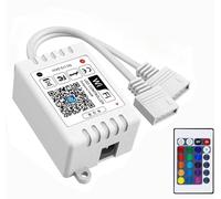 ShineBurky Smart Ruban LED RGB WIFI Controller avec Télécommande à 24 Touches, 2 Port 4 Broches Bande LED Controller Compatible avec Alex Google Home Assistant pour 2835 5050 RGB Bandeau Lumineux LED