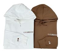 shinedian Sweat à capuche brodé personnalisé avec chiffres romains, initiales personnalisées pour couple, mariage, 1er anniversaire, Saint-Valentin et fiançailles, cadeau pour lui, blanc