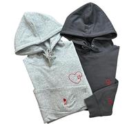 shinedian Sweat-shirt brodé personnalisé en forme de cœur et pièce de puzzle avec initiale sur la manche, sweats à capuche assortis personnalisés, Saint-Valentin anniversaire pour couples