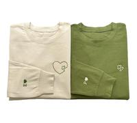 shinedian Sweats à capuche assortis en forme de cœur et de puzzle brodés personnalisés avec initiale sur la manche, sweat-shirt pour couples, petit ami pour anniversaire de mariage, Saint-Valentin