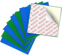 shineFinder Ensemble de 8 plaques Compatible avec Les Briques Lego, 25.5 * 25.5cm, Plaque de Base à décoller et à Coller pour Plateau de Table, Mur, boîte de Rangement (4 Vert + 4 Bleu)