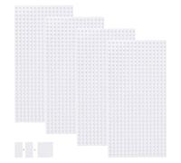 shineFinder Lot de 4 plaques de Construction compatibles avec la Plupart des Marques, plaques de Base rectangulaires 25,6 x 12,8 cm avec 16 x 32 Picots (Blanc, 25.6 * 12.8cm)